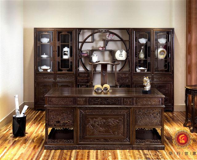 雞翅書柜+126博古架+1.8米辦公臺