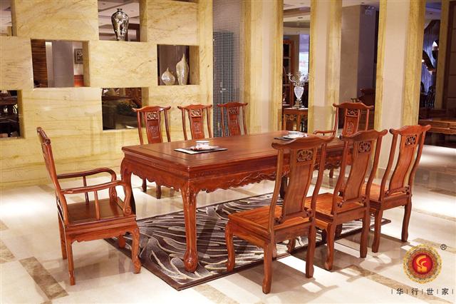 巴花1.98米如意餐臺9件套