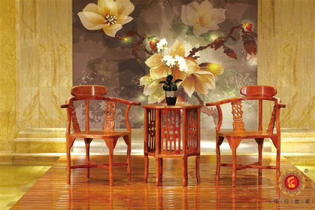 巴花六角茶臺(tái)3件套