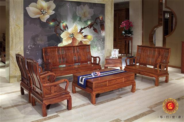 刺猬紫檀富貴萬字沙發6件套