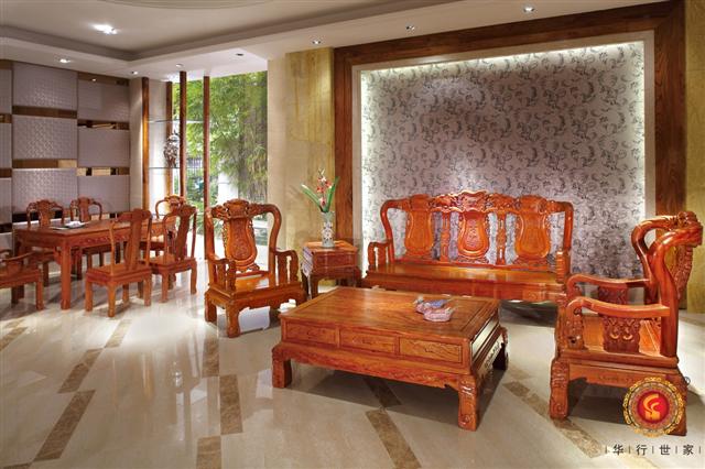 巴花如意象沙發5件套+巴花如意餐臺7件套