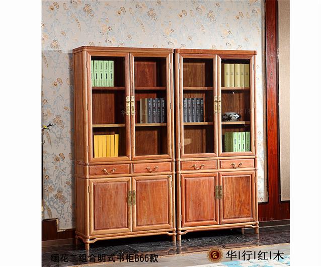 緬花二組合明式書柜B66款